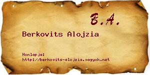 Berkovits Alojzia névjegykártya